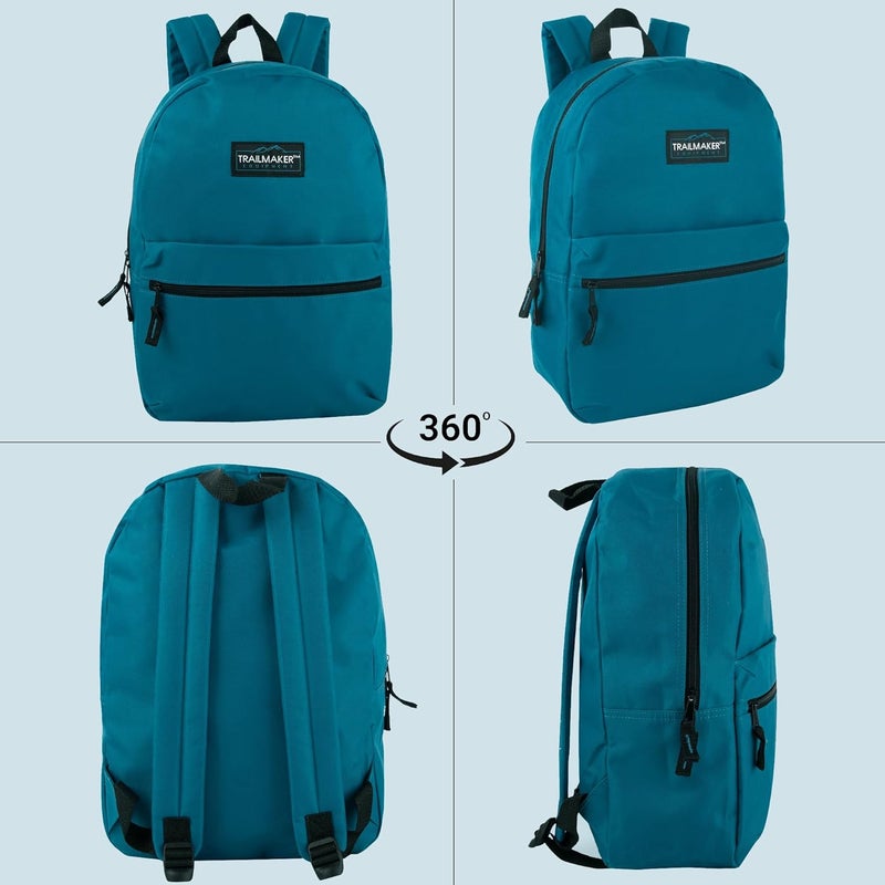 Trailmaker Classic 17 inch Backpacks with Adjustable Padded Straps | School Backpacks for Girls, Boys (Blue) - Image 5